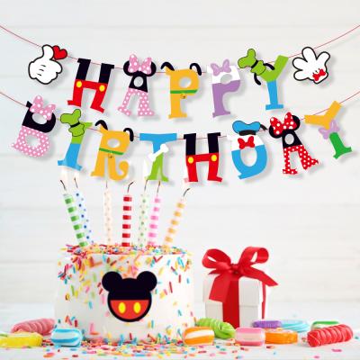 China Custom Mickey Party Banner BA237 HUANCAI Colorful Party Banner First Birthday Decorations For Girl for sale