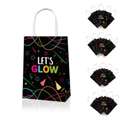 China Huancai Gift Paper Bags Glow Luminous Gift Bags With Handles Kids Treat Candy Sweets Bag Let Us Glow 12pcs Gift Wrapping Paper Handbags for sale