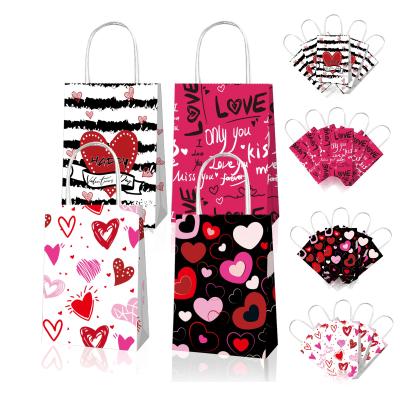 China Paper Gift Bags Huancai Valentine's Day Gift Bags With Handles Kids To Treat Candy Bag Heart Love Design Gifts Wrapping Paper Handbags for sale