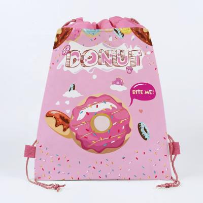 China Nonwoven Bag Event Decorating Materials Donut Party Theme Nonwoven Drawstring Bag For Girls Party for sale