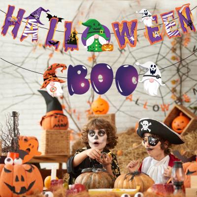 China New Ghost Halloween Banner 14 PCS Supplier DIY Child Party Hanging Ornament Custom Disposable Party Decoration for sale