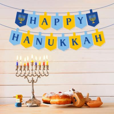 China BA165 15pcs Happy Hanukkah Banner Happy Hanukkah Banner Jewish Hanukkah Party Supplies Holiday Party Supplies Letter Banner for sale