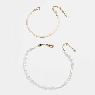 China Milliedition Environmental Friendly Wholesale High Quality 18K Gold Rhodium Plated Pearl Anklets Women for sale