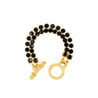 China Milliedition Costume Environmental Friendly Gold Plated Black Zircon Jewelry Set Necklace Bracelet Earrings Set For Girls for sale