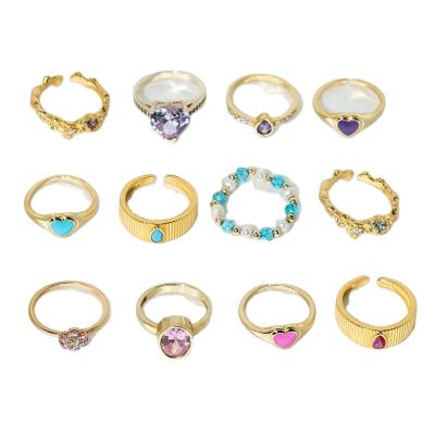 China Milliedition Trendy 18ct Hip Poo Environmentally Friendly Plated Flower Ring Set For Girls for sale