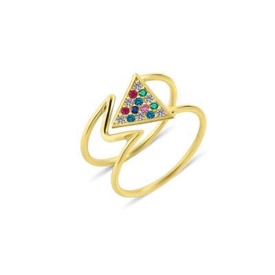 China Milledition Rainbow Color Ring Colorful Glass Crystal Rhinestone Infinity Ring Female CZ Rings Multi Color Environmentally Friendly Women Cocktail Party for sale