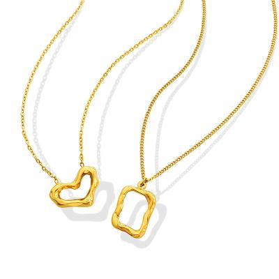 China Milliedition Environmental Friendly 18K Gold Plated Chain Necklace Geometric Heart Jewelry Stainless Steel Pendent Necklace for sale