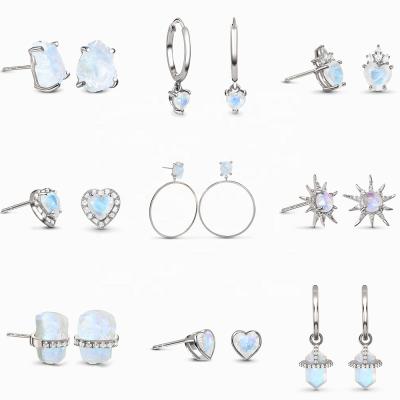 China Milliedition Jewelry Set 18k Sterling Crystal Earrings Trendy Plating Environmental Friendly Moonstone Circle s925 Silver Stud Earring for sale