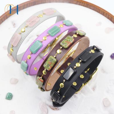 China New Design JEWELED Customized Luxury Leather Personalized Crystal Pet Dog Collar With ID Tags Custom Nameplate Charms Collar For All for sale