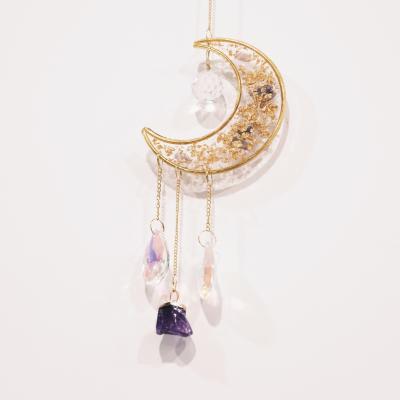 China Art High Quality Natural Amethyst Moon Folk Star Crystal Wall Hanging for sale