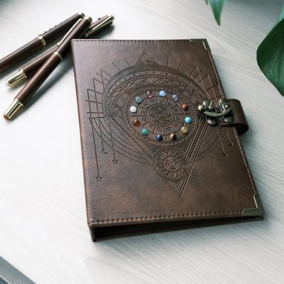 China Handmade Diary Loose-leaf Crystal Stone Notebook With Gemstone Crystal Pen for sale