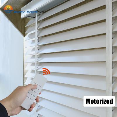 China Minimalist Motorized Venetian Blind Electric Wood Blinds Smart Home Natural Material Living No.MR_WB_TM for sale