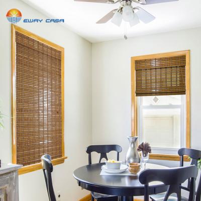 China Eco-Friendly Printed Bamboo Blinds Semi Pure Roll Up Roman Style Bamboo Shades Natural Made Shutter With Valance No.BB_DPS for sale