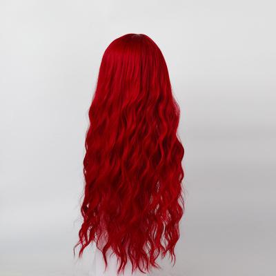 China Wholesale Soft and Beautiful Europe and the United States New Hair Alizarin Long Hair Wig Deep Wave Dark Red Border Wig Long Category Human Wig for sale