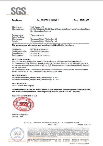 SGS- 6P test - Dongguan Meishi Printing Co., Ltd