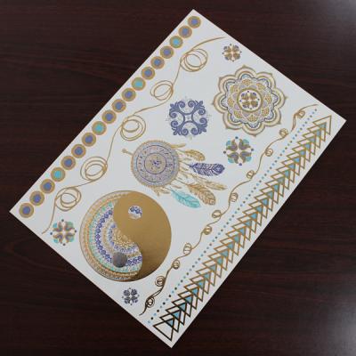 China Water Transfer Temporary Metallic Jewelry Tattoo Stickers Environment Friendly for sale