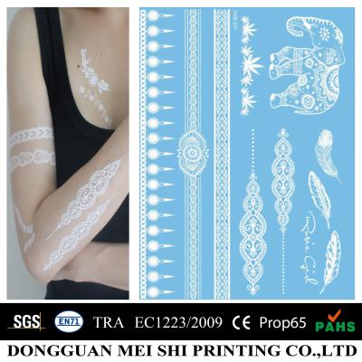 China Sexy Womens White Ink Henna Temporary Tattoo Stickers Removable Eco Friendly for sale