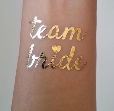 China Team Bride Temporary Wedding Metallic Tattoo Stickers Waterproof Removable for sale