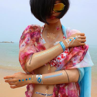 China Das etiquetas metálicas provisórias da tatuagem do ouro da composição do corpo cofre forte imprimível da pele à venda