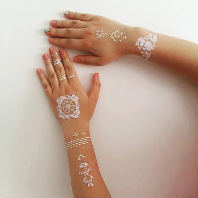 China Body Jewelry Temporary Henna Tattoo Stickers , Silver And Gold Temporary Tattoos for sale