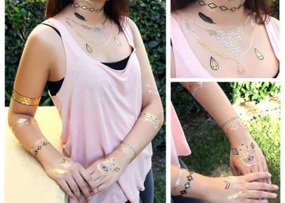 China Customized Metallic Gold Foil Temporary Fake Tattoo Stickers Environment Friendly for sale