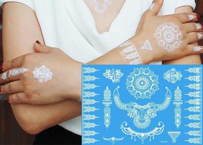 China White Color Henna Temporary Tattoo Stickers , Body Jewelry Tattoo Stickers for sale