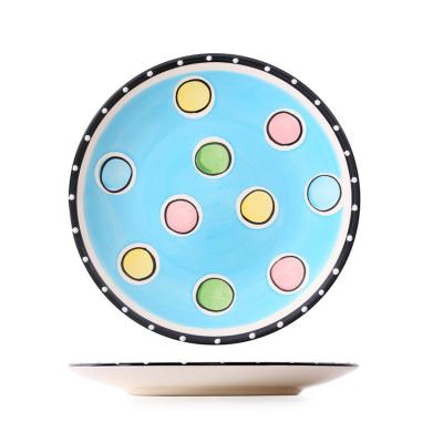 China Microwavable Fashion Disposable Creative Hand-painted Ceramic Household Tableware 8 Inch Western Dishes And Bowls for sale