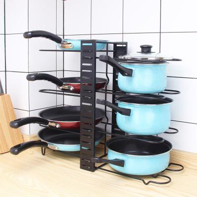 China Adjustable 8 Layer Kitchen Rack Kitchen Sustainable Kitchen Pot Storage Folding Rack Pot Lid Organizer Rack DIY Rack Methods for sale