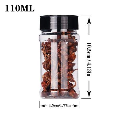 China 300ml Sustainable PET110ml Plastic Spice Bottle Salt Pepper Shaker Herb Flavoring Storage Container Spices Bottles Jars Set Fin Lids for sale