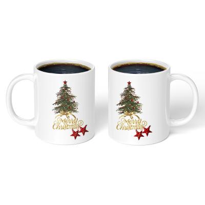 China Sustainable 11oz Sublimation Customized Ceramic Coffee Mugs Christmas Gift Ceramic Mugs Design Package Feature for sale