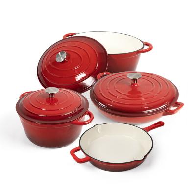 China Sustainable Cooking Pot and Pan Home Kitchen Enamel Cast Iron Non-Stick Cookware for sale