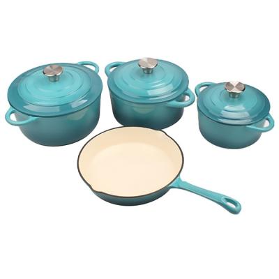 China Sustainable Cooking Pot and Pan Home Kitchen Enamel Cast Iron Non-Stick Cookware for sale