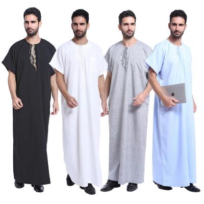 China Mens Thobe Daffah Embroidery Sleeve Shorts Abaya Latest Design 3xl Kimono Dubai Jubbah Dalesell Indian Muslim Clothing Arabic Arabic Islamic Men Online for sale