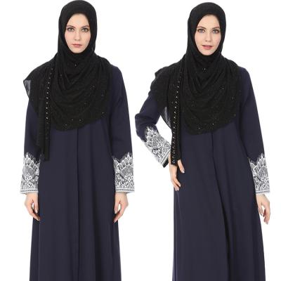 China New Fashion Style Lace Solid Color National Breathable Long Dress Muslim Dalesell Dress for sale