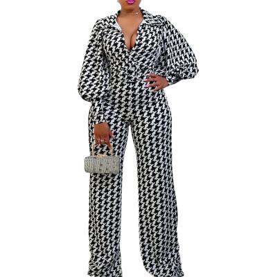 China QUICK DRY Temperament Dalesell Straight Tube Lantern High Waist Printed African Wide Leg Overalls Long Sleeve Overalls For Women for sale