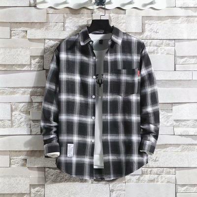 China 2021 Sustainable Dalesell Wholesale Tweed Plaid Plus Size Long Sleeve Casual Shirt For Men for sale