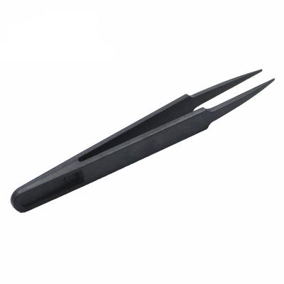 China New High Quality 93303 Black Portable Straight Bend Anti-Static Heat Resistant Plastic Tweezers for sale