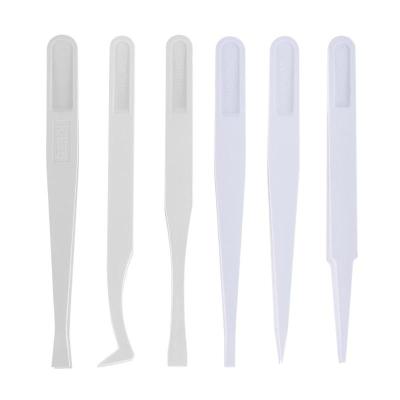 China Factory High Quality PPS Carbon Fiber Anti-static Heat Resistant White Color ESD Plastic Tweezers for sale