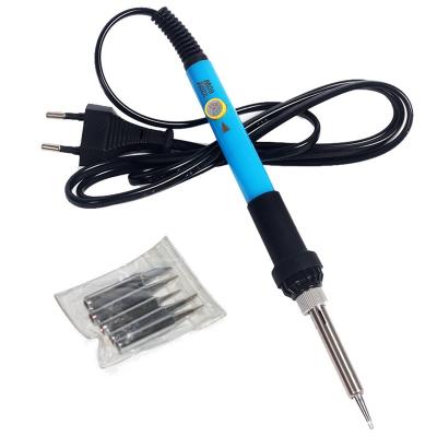 China EU Plug Adjustable Temperature Electronic Soldering Iron 220V 60W With Five Soldering Tips for sale