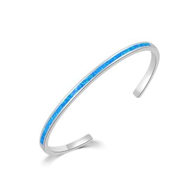 China FASHIONABLE Hot Sale Gold Plated Blue Opal Cuff Bangle Bracelets For Fire Women for sale