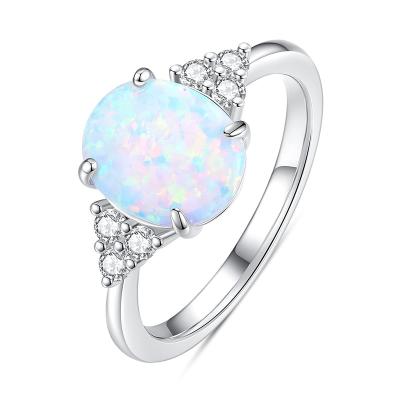 China FASHION Jewelry 925 Sterling Silver White Fire Opal Fashion Wedding Engagement Ring For Lady for sale