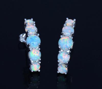 China Cute New Arrival S925 Sterling Silver Five Opal Stone Stud Earring Jewelry for sale