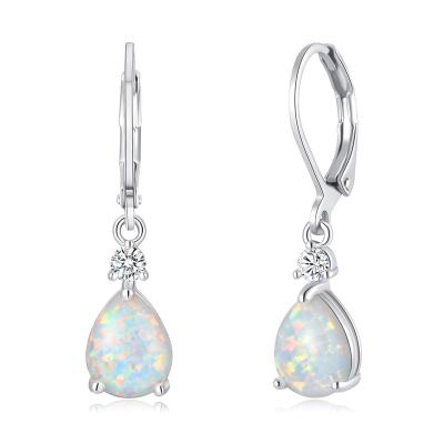 China Hot Sale FASHIONABLE Genuine Elegant 925 Sterling Silver Gold Plated Water Drop Fire Black Blue White Opal Earring Jewelry for sale