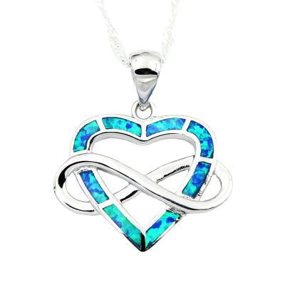 China Wholesale TRENDY Love Infinity In Heart Fire Opal Pendant Friendship Necklace For Gift for sale