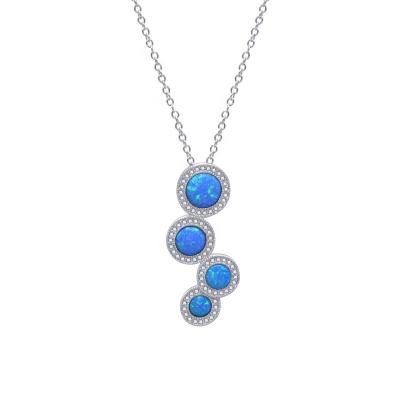 China Cute New Arrival 4 Circle Linked Blue Fire Opal Pendant Necklace For Wholesale for sale