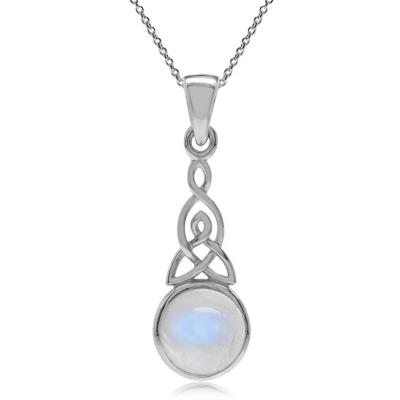 China TRENDY 925 Sterling Silver Moonstone Triquetra Celtic Knot Pendant with 18 inch Necklace for sale