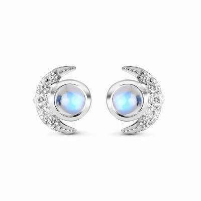 China Vintage New Arrival 925 Sterling Silver Moonstone Stud Earring Jewelry For Women for sale