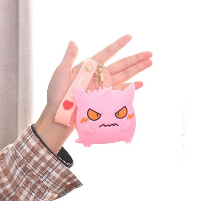 China Cute Stress Relieve Gengar Pocket Bag Coin Bag Candy Silicone Toy Mini Fingertip Pocket Pop Key Holder Busty Person Key Chain for sale