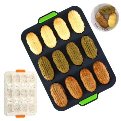 China Viable 12 Cavity Silicone Cake Molds Non-Stick Oven Cake Mold Bakeware Non-Stick Oven Baking Tray Chocolate Madeleine Cake Mold for sale