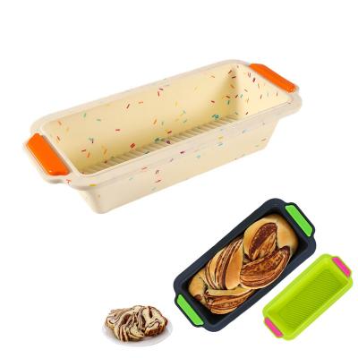 China Hot Selling Viable Amazon Homemade DIY Cakes Non-Stick Toast Mold Rectangular Silicone Loaf Pan Baking Pan Silicone Bread Bakeware Bread Mold for sale